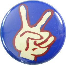 Victory sign button blue